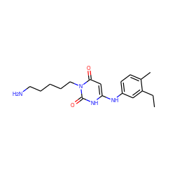 CCc1cc(Nc2cc(=O)n(CCCCCN)c(=O)[nH]2)ccc1C ZINC000013674972