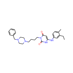 CCc1cc(Nc2cc(=O)n(CCCCN3CCN(Cc4ccccc4)CC3)c(=O)[nH]2)ccc1C ZINC000022930246