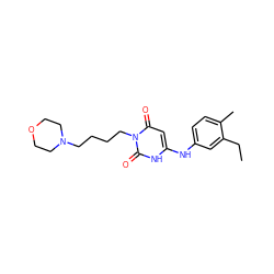 CCc1cc(Nc2cc(=O)n(CCCCN3CCOCC3)c(=O)[nH]2)ccc1C ZINC000026646765