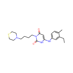 CCc1cc(Nc2cc(=O)n(CCCCN3CCSCC3)c(=O)[nH]2)ccc1C ZINC000013522419