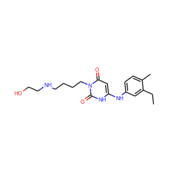 CCc1cc(Nc2cc(=O)n(CCCCNCCO)c(=O)[nH]2)ccc1C ZINC000013674968