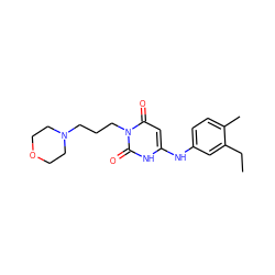 CCc1cc(Nc2cc(=O)n(CCCN3CCOCC3)c(=O)[nH]2)ccc1C ZINC000013674975