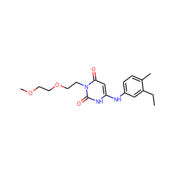 CCc1cc(Nc2cc(=O)n(CCOCCOC)c(=O)[nH]2)ccc1C ZINC000013674951