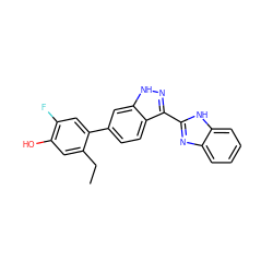 CCc1cc(O)c(F)cc1-c1ccc2c(-c3nc4ccccc4[nH]3)n[nH]c2c1 ZINC001772641691