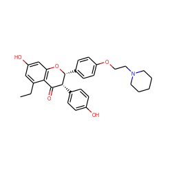 CCc1cc(O)cc2c1C(=O)[C@@H](c1ccc(O)cc1)[C@@H](c1ccc(OCCN3CCCCC3)cc1)O2 ZINC000029218651