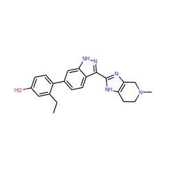 CCc1cc(O)ccc1-c1ccc2c(-c3nc4c([nH]3)CCN(C)C4)n[nH]c2c1 ZINC001772602627