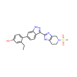 CCc1cc(O)ccc1-c1ccc2c(-c3nc4c([nH]3)CCN(S(C)(=O)=O)C4)n[nH]c2c1 ZINC001772570825