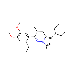 CCc1cc(OC)c(OC)cc1-c1nn2c(C)cc(C(CC)CC)c2cc1C ZINC000073142349