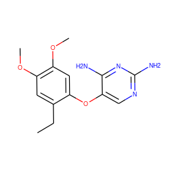 CCc1cc(OC)c(OC)cc1Oc1cnc(N)nc1N ZINC000040972613