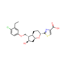 CCc1cc(OC[C@H]2[C@H](O)C[C@@H]3O[C@@H](c4nc(C(=O)O)cs4)CC[C@@H]32)ccc1Cl ZINC000653708470