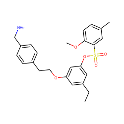 CCc1cc(OCCc2ccc(CN)cc2)cc(OS(=O)(=O)c2cc(C)ccc2OC)c1 ZINC000013864354