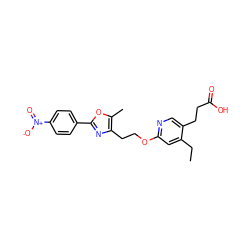 CCc1cc(OCCc2nc(-c3ccc([N+](=O)[O-])cc3)oc2C)ncc1CCC(=O)O ZINC001772621685