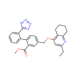 CCc1cc(OCc2ccc(-c3ccccc3-c3nnn[nH]3)c(C(=O)OC)c2)c2c(n1)CCCC2 ZINC000026577372