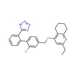 CCc1cc(OCc2ccc(-c3ccccc3-c3nnn[nH]3)c(Cl)c2)c2c(n1)CCCC2 ZINC000026577371