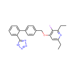 CCc1cc(OCc2ccc(-c3ccccc3-c3nnn[nH]3)cc2)c(I)c(CC)n1 ZINC000013826907