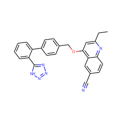 CCc1cc(OCc2ccc(-c3ccccc3-c3nnn[nH]3)cc2)c2cc(C#N)ccc2n1 ZINC000000586068