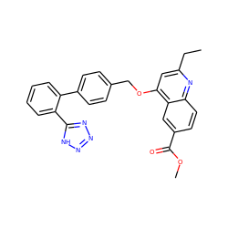 CCc1cc(OCc2ccc(-c3ccccc3-c3nnn[nH]3)cc2)c2cc(C(=O)OC)ccc2n1 ZINC000013728676