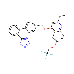 CCc1cc(OCc2ccc(-c3ccccc3-c3nnn[nH]3)cc2)c2cc(OCC(F)(F)F)ccc2n1 ZINC000001492998