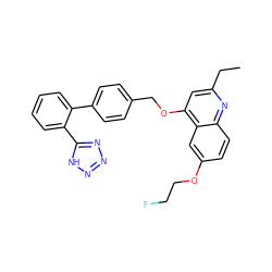 CCc1cc(OCc2ccc(-c3ccccc3-c3nnn[nH]3)cc2)c2cc(OCCF)ccc2n1 ZINC000002010351