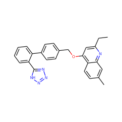 CCc1cc(OCc2ccc(-c3ccccc3-c3nnn[nH]3)cc2)c2ccc(C)cc2n1 ZINC000013728683