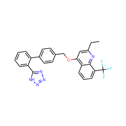 CCc1cc(OCc2ccc(-c3ccccc3-c3nnn[nH]3)cc2)c2cccc(C(F)(F)F)c2n1 ZINC000013728701