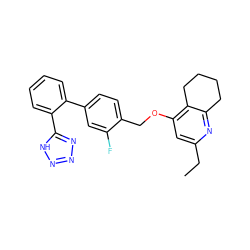 CCc1cc(OCc2ccc(-c3ccccc3-c3nnn[nH]3)cc2F)c2c(n1)CCCC2 ZINC000000599878