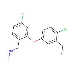 CCc1cc(Oc2cc(Cl)ccc2CNC)ccc1Cl ZINC000040980650