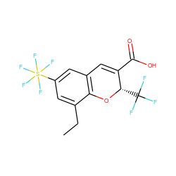 CCc1cc(S(F)(F)(F)(F)F)cc2c1O[C@@H](C(F)(F)F)C(C(=O)O)=C2 ZINC001772626637