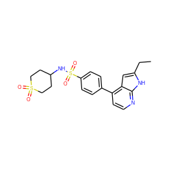 CCc1cc2c(-c3ccc(S(=O)(=O)NC4CCS(=O)(=O)CC4)cc3)ccnc2[nH]1 ZINC000095553560