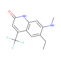 CCc1cc2c(C(F)(F)F)cc(=O)[nH]c2cc1NC ZINC000014968365