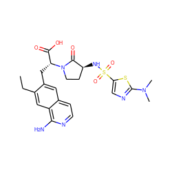 CCc1cc2c(N)nccc2cc1C[C@H](C(=O)O)N1CC[C@H](NS(=O)(=O)c2cnc(N(C)C)s2)C1=O ZINC000142631968