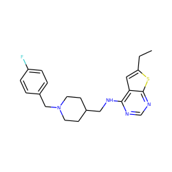 CCc1cc2c(NCC3CCN(Cc4ccc(F)cc4)CC3)ncnc2s1 ZINC000021716295