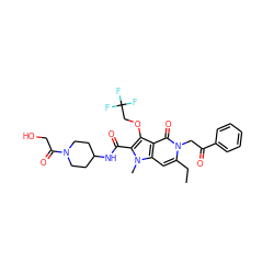 CCc1cc2c(c(OCC(F)(F)F)c(C(=O)NC3CCN(C(=O)CO)CC3)n2C)c(=O)n1CC(=O)c1ccccc1 ZINC000043207688