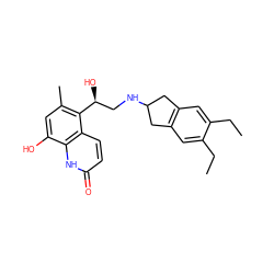 CCc1cc2c(cc1CC)CC(NC[C@H](O)c1c(C)cc(O)c3[nH]c(=O)ccc13)C2 ZINC000084704979