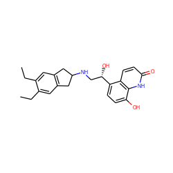 CCc1cc2c(cc1CC)CC(NC[C@H](O)c1ccc(O)c3[nH]c(=O)ccc13)C2 ZINC000035801098