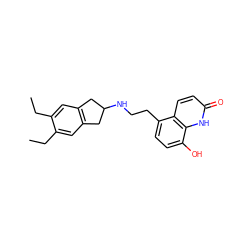 CCc1cc2c(cc1CC)CC(NCCc1ccc(O)c3[nH]c(=O)ccc13)C2 ZINC000084742330