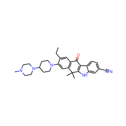 CCc1cc2c(cc1N1CCC(N3CCN(C)CC3)CC1)C(C)(C)c1[nH]c3cc(C#N)ccc3c1C2=O ZINC000114801397