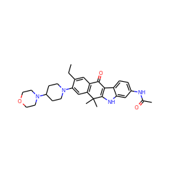 CCc1cc2c(cc1N1CCC(N3CCOCC3)CC1)C(C)(C)c1[nH]c3cc(NC(C)=O)ccc3c1C2=O ZINC000114803100