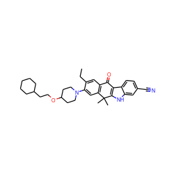 CCc1cc2c(cc1N1CCC(OCCC3CCCCC3)CC1)C(C)(C)c1[nH]c3cc(C#N)ccc3c1C2=O ZINC000116890880