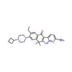 CCc1cc2c(cc1N1CCN(C3CCC3)CC1)C(C)(C)c1[nH]c3nc(C#N)ccc3c1C2=O ZINC000114803653