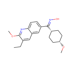 CCc1cc2cc(/C(=N/O)[C@H]3CC[C@@H](OC)CC3)ccc2nc1OC ZINC000254093782