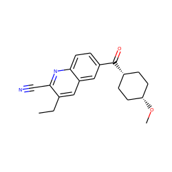 CCc1cc2cc(C(=O)[C@H]3CC[C@@H](OC)CC3)ccc2nc1C#N ZINC000253659012