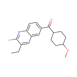 CCc1cc2cc(C(=O)C3CCC(OC)CC3)ccc2nc1I ZINC000013613039