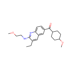 CCc1cc2cc(C(=O)C3CCC(OC)CC3)ccc2nc1NCCOC ZINC000013613052