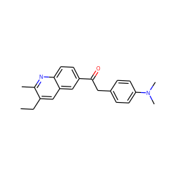 CCc1cc2cc(C(=O)Cc3ccc(N(C)C)cc3)ccc2nc1C ZINC000013613099