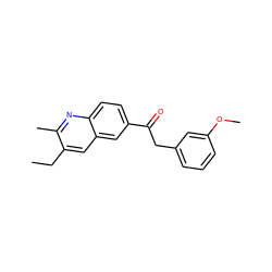 CCc1cc2cc(C(=O)Cc3cccc(OC)c3)ccc2nc1C ZINC000013613093