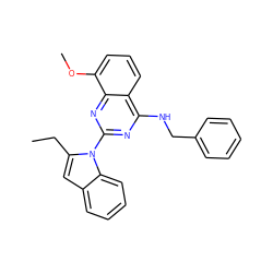 CCc1cc2ccccc2n1-c1nc(NCc2ccccc2)c2cccc(OC)c2n1 ZINC000208177559