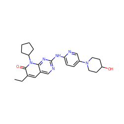 CCc1cc2cnc(Nc3ccc(N4CCC(O)CC4)cn3)nc2n(C2CCCC2)c1=O ZINC000142367397