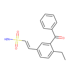 CCc1ccc(/C=C/S(N)(=O)=O)cc1C(=O)c1ccccc1 ZINC000013438153