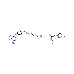 CCc1ccc(/C=C2\SC(=O)N(CCCCCNC(=O)CCCCCNC(=O)c3ccc(Nc4ccc([N+](=O)[O-])c5nonc45)cc3)C2=O)cc1 ZINC001772583905